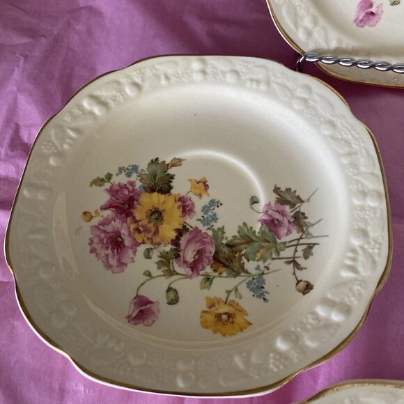Crocksville China 5” Saucer Plates 838 Floral USA Farmhouse Cottage Brun… - Picture 3 of 6